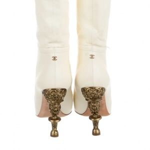 Chanel Haute Couture white leather boots